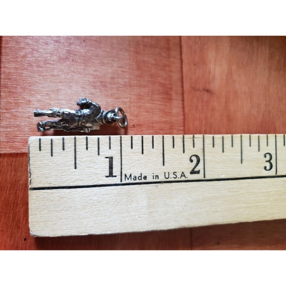 Vintage Old Man Holding Pick Axe Miner Charm Silvertone Pendant - Picture 4 of 4